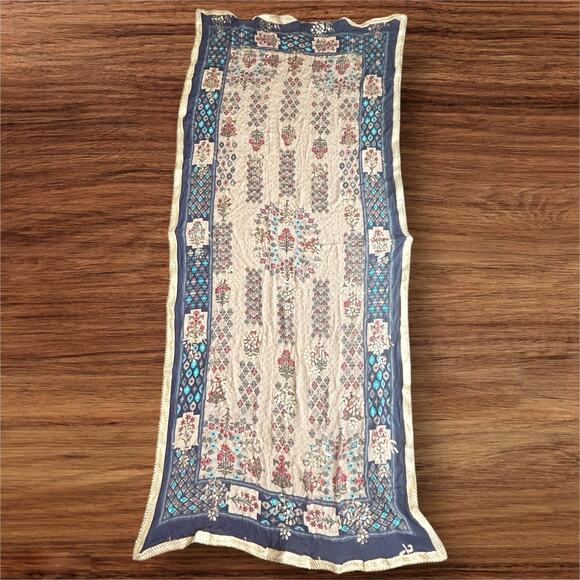 Pakistani Dupatta Indian Sequin Floral‎ Embroidered Art Deco Cottagecore Boho - Picture 6 of 6
